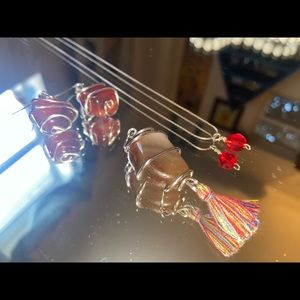 Handmade earrings and charm with necklace bundle !